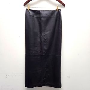 Lauren by Ralph Lauren black leather maxi pencil skirt